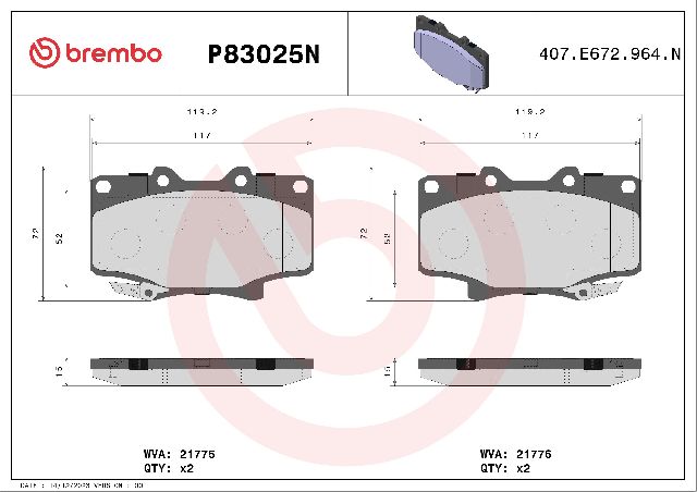 1995-1997 Toyota Land Cruiser Disc Brake Pad Set - Front (Brembo)
