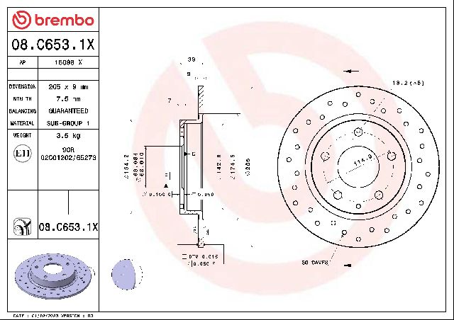 2014-2023 Mazda 3 Disc Brake Rotor - Rear (Brembo)