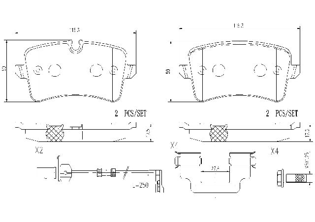 2016-2018 Audi A6 Disc Brake Pad Set - Rear (Brembo)