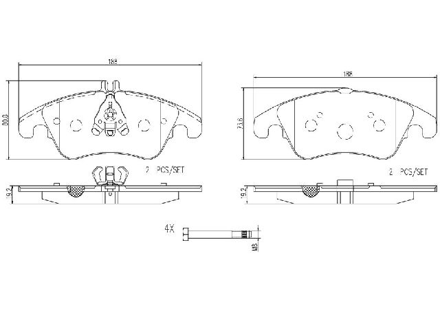 2013-2014 Mercedes-Benz C300 Disc Brake Pad Set - Front (Brembo)