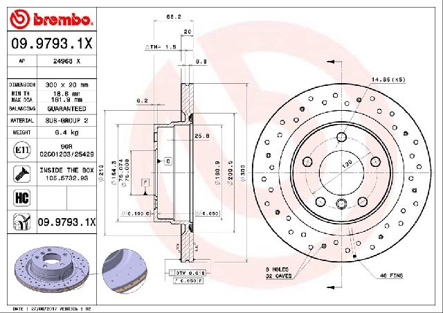2006-2011 BMW 323i Disc Brake Rotor - Rear (Brembo)