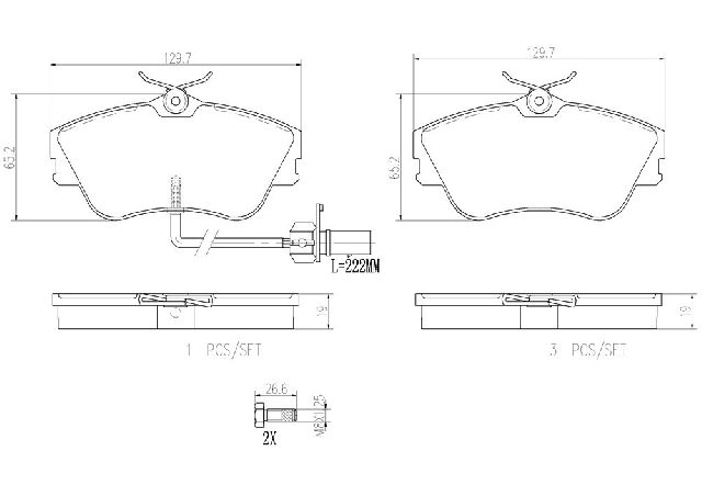 1997-2003 Volkswagen EuroVan Disc Brake Pad Set - Front (Brembo)