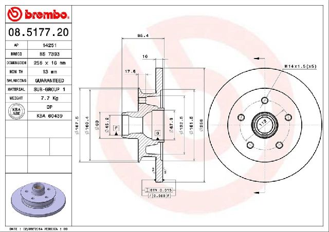 1986-1991 Volkswagen Vanagon Disc Brake Rotor - Front (Brembo)