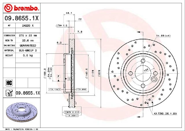2002-2007 Mini Cooper Disc Brake Rotor - Front (Brembo)