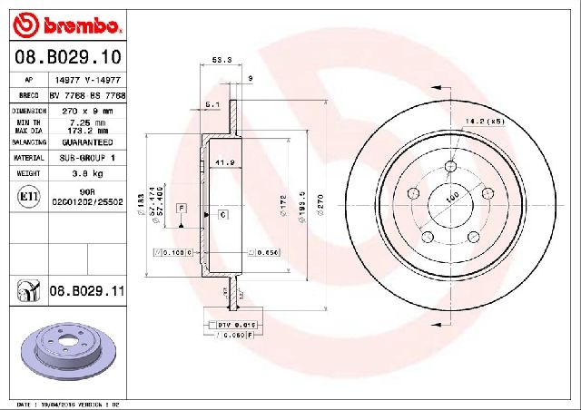 1995-2005 Dodge Neon Disc Brake Rotor - Rear (Brembo)