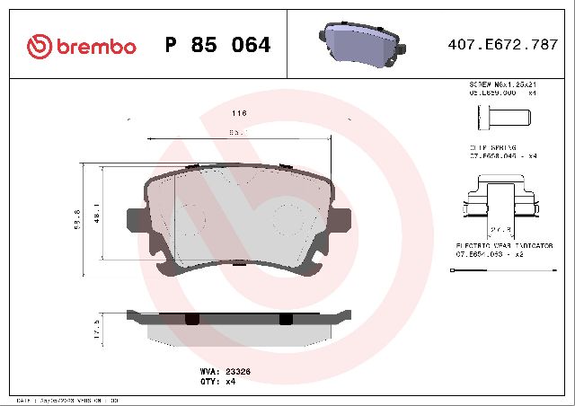 2004-2006 Volkswagen Phaeton Disc Brake Pad Set - Rear (Brembo)