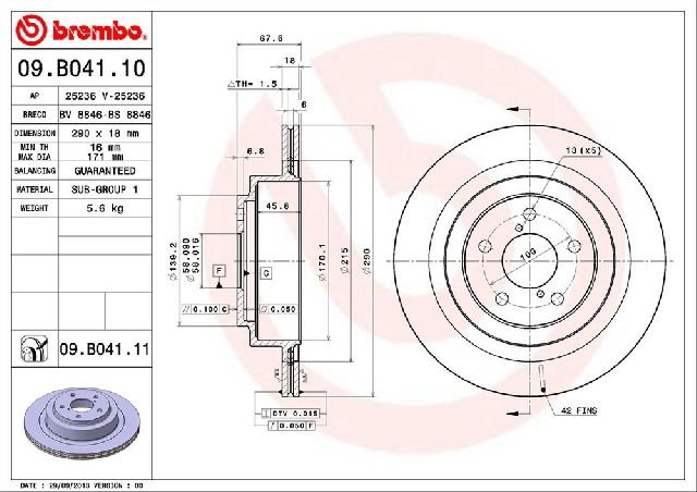 2005-2009 Subaru Legacy Disc Brake Rotor - Rear (Brembo)