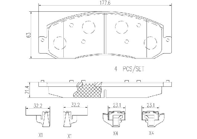 2008-2012 Ford F-350 Super Duty Disc Brake Pad Set - Front (Brembo)