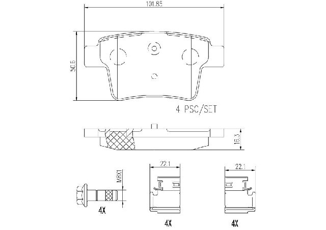 2005-2007 Ford Freestyle Disc Brake Pad Set - Rear (Brembo)