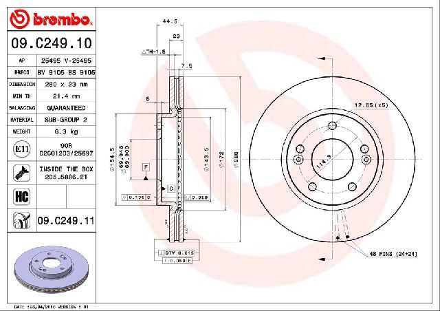 2012-2021 Hyundai Veloster Disc Brake Rotor - Front (Brembo)