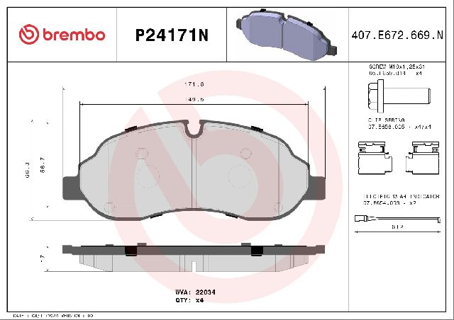 2015-2023 Ford Transit-250 Disc Brake Pad Set - Front (Brembo)