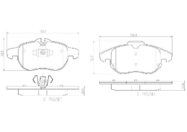 2003-2011 Saab 9-3 Disc Brake Pad Set - Front (Brembo)