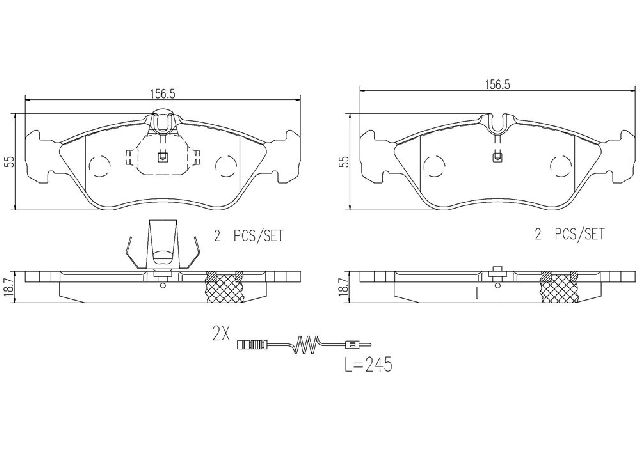 2003-2006 Dodge Sprinter 3500 Disc Brake Pad Set - Rear (Brembo)