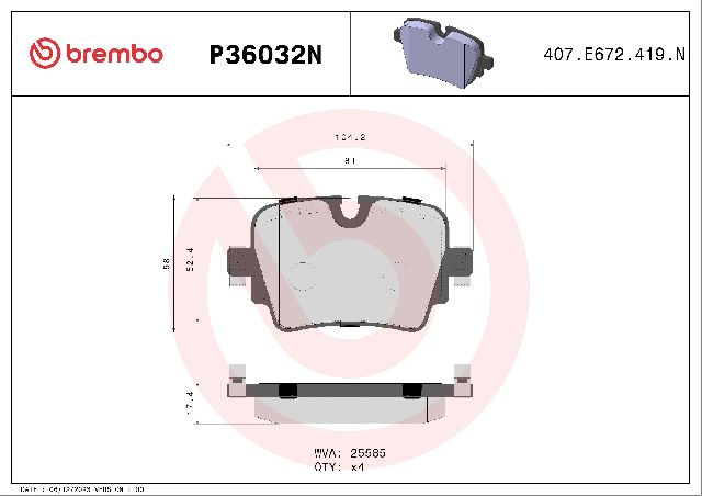 2016-2019 Jaguar XJ Disc Brake Pad Set - Rear (Brembo)