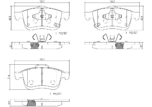 2014-2020 Fiat 500L Disc Brake Pad Set - Front (Brembo)