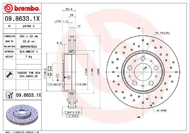 1999-2006 Volvo S80 Disc Brake Rotor - Front (Brembo)