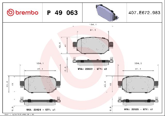 2017-2018 Mazda 3 Disc Brake Pad Set - Rear (Brembo)