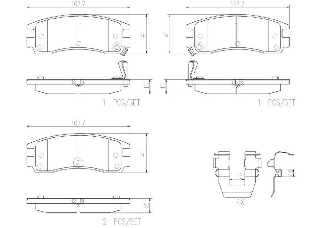 2004-2005 Buick Century Disc Brake Pad Set - Rear (Brembo)