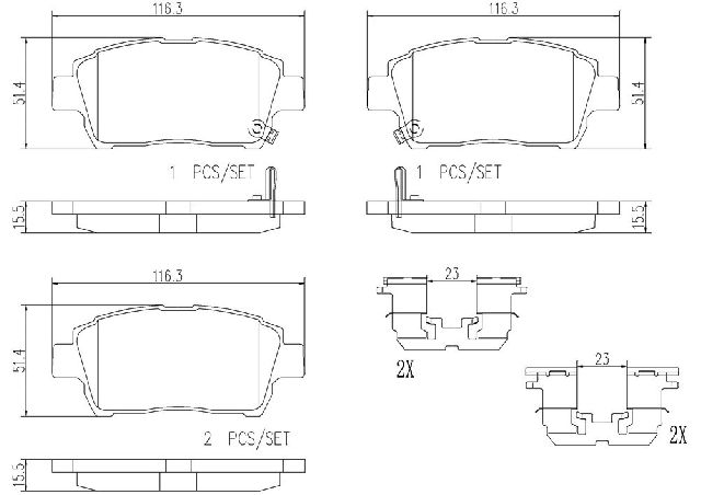 2001-2003 Toyota Prius Disc Brake Pad Set - Front (Brembo)