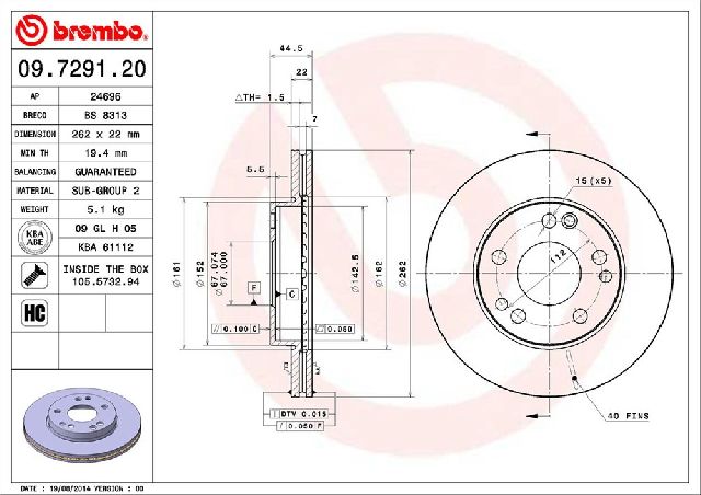 1987-1993 Mercedes-Benz 190E Disc Brake Rotor - Front (Brembo)