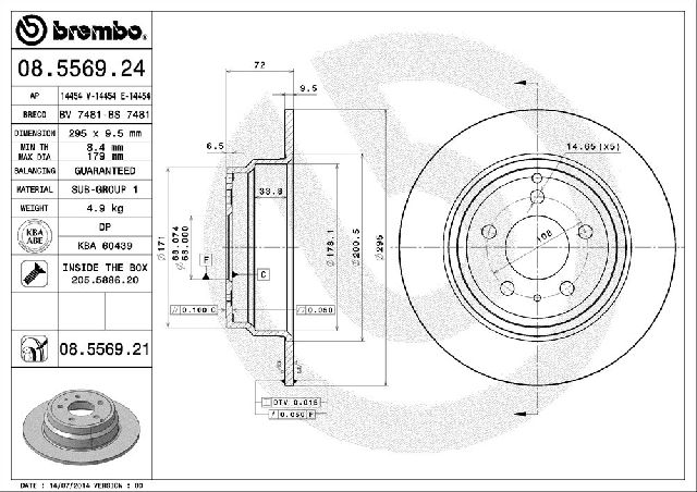 1998-2000 Volvo V70 Disc Brake Rotor - Rear (Brembo)