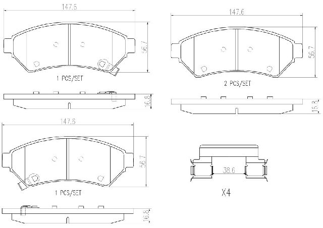 2005-2007 Saturn Relay Disc Brake Pad Set - Front (Brembo)