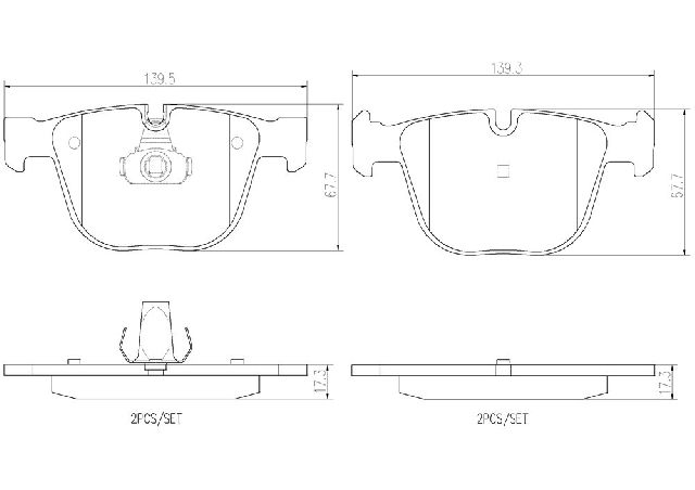 2004-2005 BMW 545i Disc Brake Pad Set - Rear (Brembo)