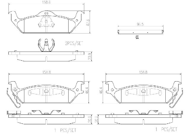 2003-2004 Dodge Dakota Disc Brake Pad Set - Rear (Brembo)