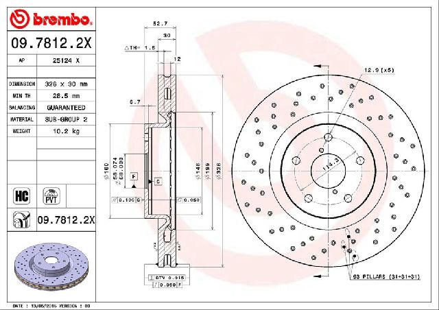 2020-2021 Subaru WRX Disc Brake Rotor - Front (Brembo)
