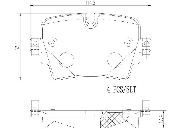 2016-2019 Jaguar XJ Disc Brake Pad Set - Rear (Brembo)