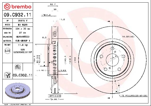 2018-2020 Lexus IS300 Disc Brake Rotor - Front (Brembo)