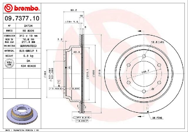 2002-2004 Isuzu Axiom Disc Brake Rotor - Rear (Brembo)