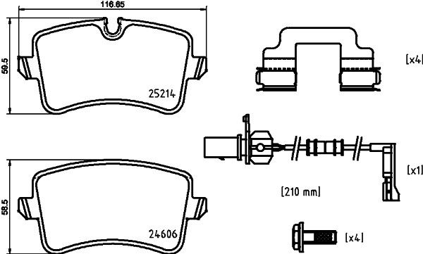 2014-2015 Audi A6 Disc Brake Pad Set - Rear (Brembo)
