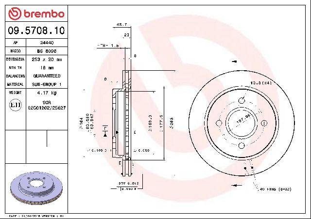 1995-1997 Ford Contour Disc Brake Rotor - Rear (Brembo)