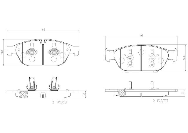2012-2018 Audi A6 Disc Brake Pad Set - Front (Brembo)