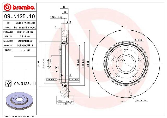2008-2011 Dodge Grand Caravan Disc Brake Rotor - Front (Brembo)