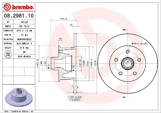 1984-1985 Volkswagen Vanagon Disc Brake Rotor - Front (Brembo)