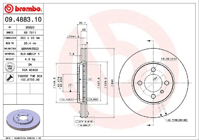 1984-1987 BMW 325e Disc Brake Rotor - Front (Brembo)