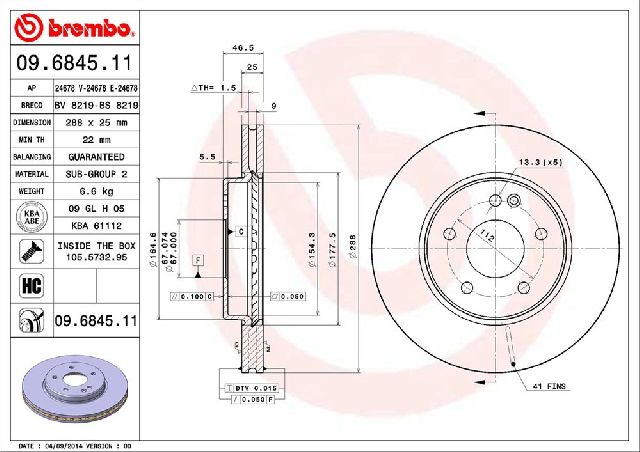 1996-2000 Mercedes-Benz C280 Disc Brake Rotor - Front (Brembo)
