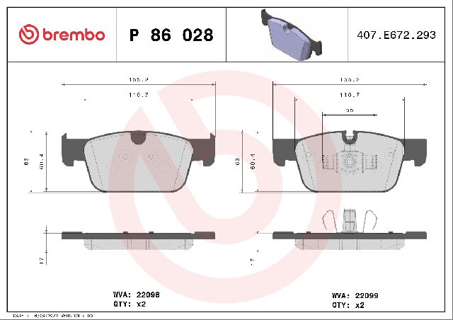 2021-2022 Volvo XC90 Disc Brake Pad Set - Front (Brembo)