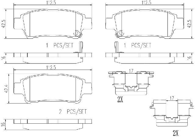 2004-2010 Toyota Sienna Disc Brake Pad Set - Rear (Brembo)
