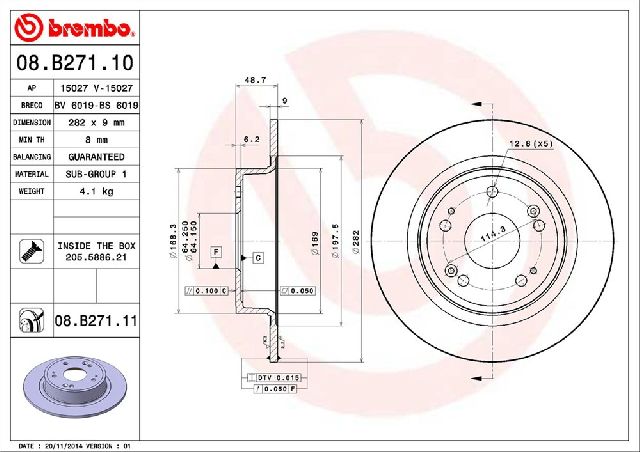 2009-2014 Acura TSX Disc Brake Rotor - Rear (Brembo)
