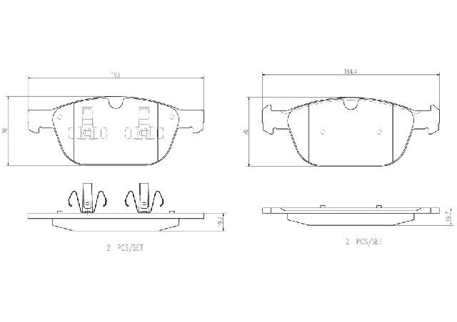 2003-2014 Volvo XC90 Disc Brake Pad Set - Front (Brembo)