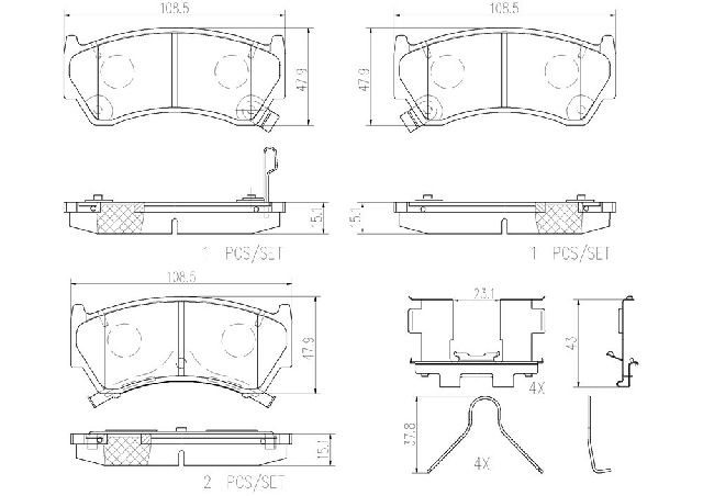 1995-1998 Nissan 200SX Disc Brake Pad Set - Front (Brembo)