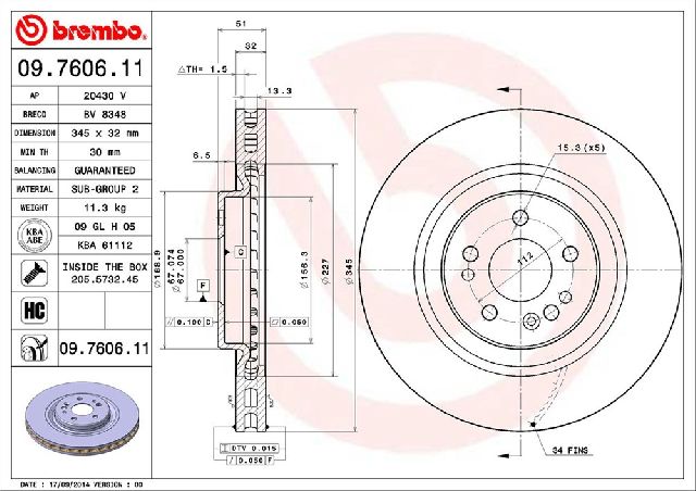2002-2005 Mercedes-Benz ML500 Disc Brake Rotor - Front (Brembo)