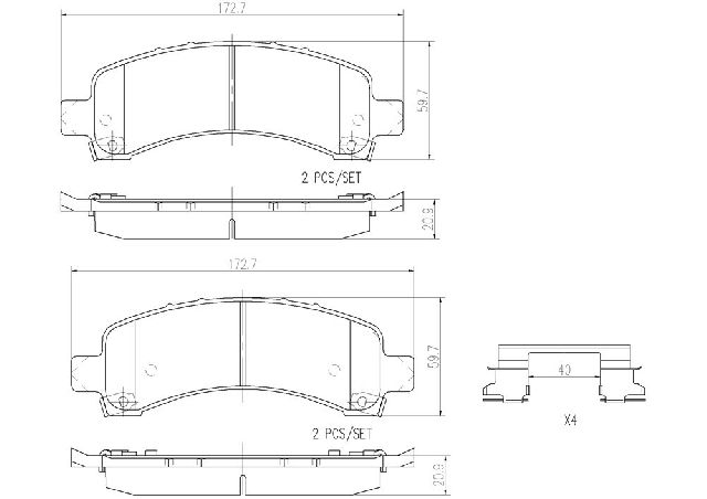 2003-2017 Chevrolet Express 3500 Disc Brake Pad Set - Rear (Brembo)
