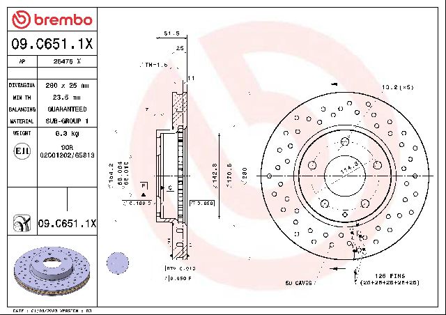 2014-2018 Mazda 3 Disc Brake Rotor - Front (Brembo)