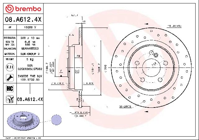 2008-2014 Mercedes-Benz C300 Disc Brake Rotor - Rear (Brembo)