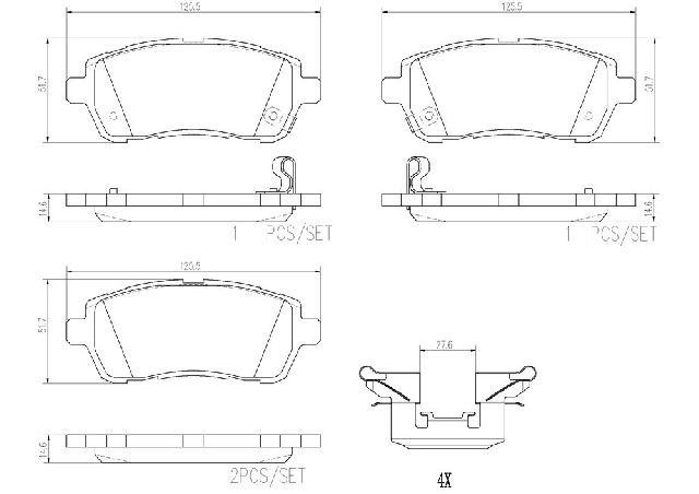 2011-2014 Mazda 2 Disc Brake Pad Set - Front (Brembo)