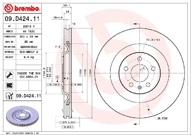 2020-2024 Audi S6 Disc Brake Rotor - Rear (Brembo)
